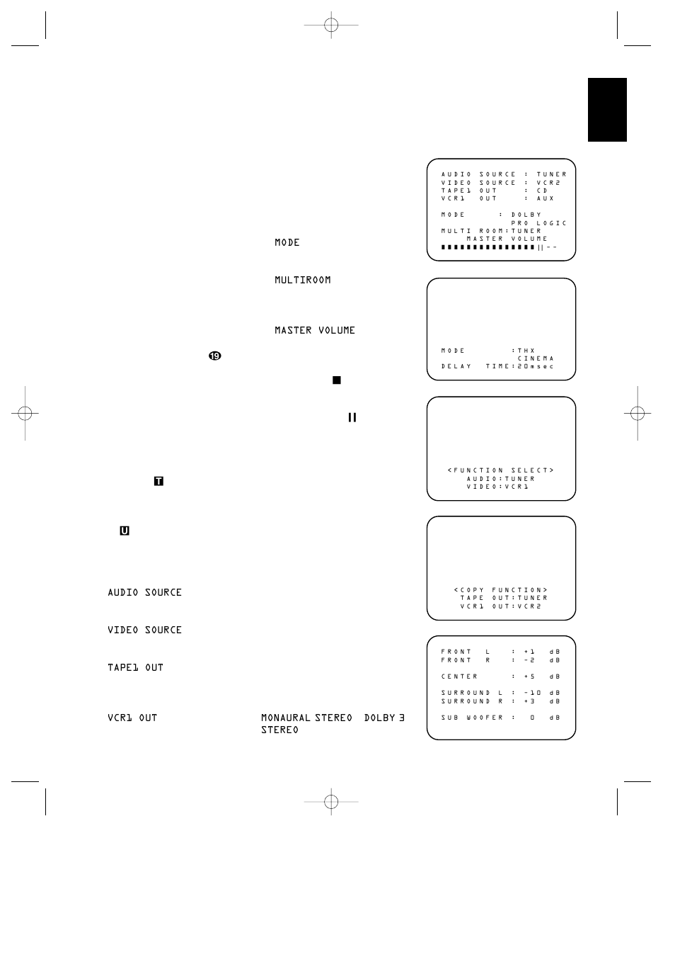 On screen display, On screen menus, This is the input currently selected for audio | This is the input currently selected for video, This is the currently selected audio/surround mode | Harman-Kardon AVR80 User Manual | Page 31 / 42