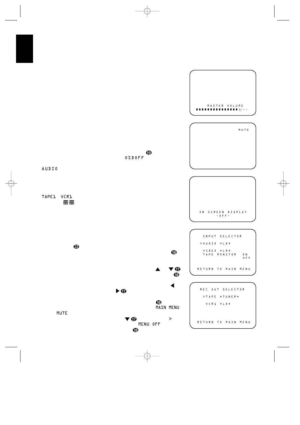 On screen display | Harman-Kardon AVR80 User Manual | Page 32 / 42