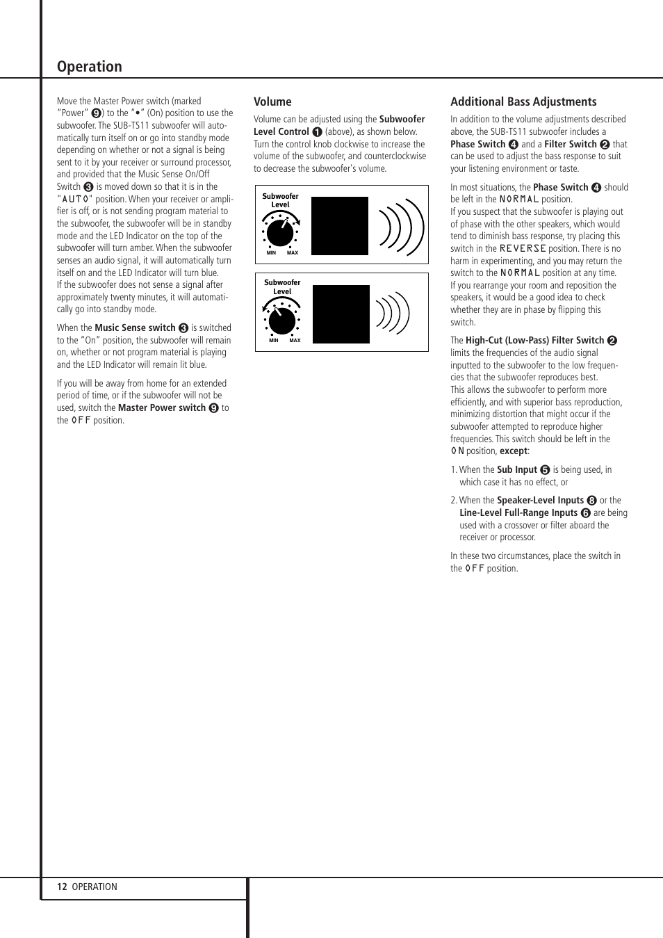 Operation | Harman-Kardon HKTS 11 User Manual | Page 12 / 15