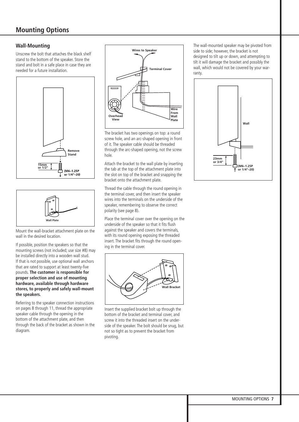 Mounting options, Wall-mounting | Harman-Kardon HKTS 11 User Manual | Page 7 / 15