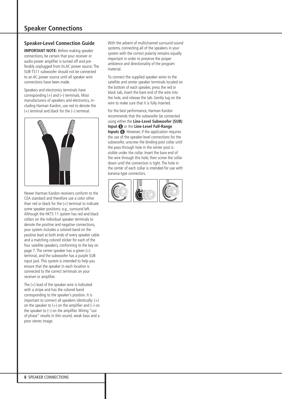 Speaker connections | Harman-Kardon HKTS 11 User Manual | Page 8 / 15