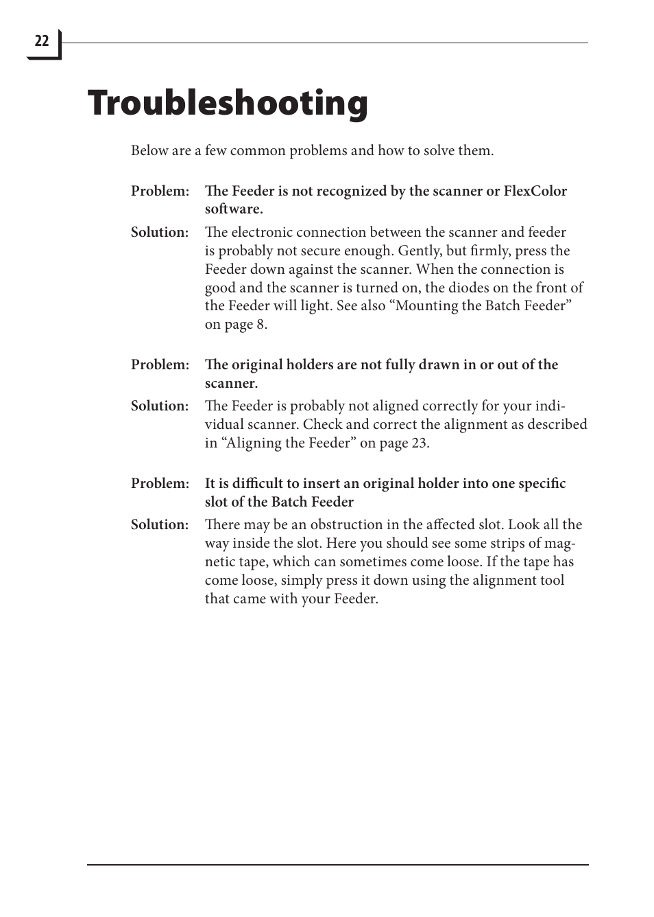 Troubleshooting | Hasselblad 848 User Manual | Page 22 / 36