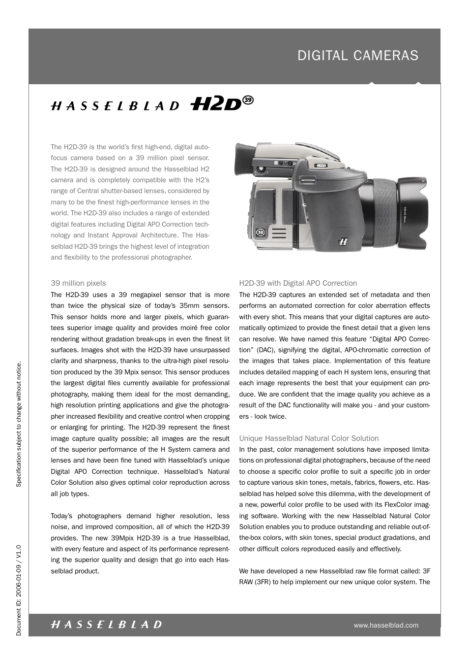 Hasselblad H2D-39 User Manual | 4 pages