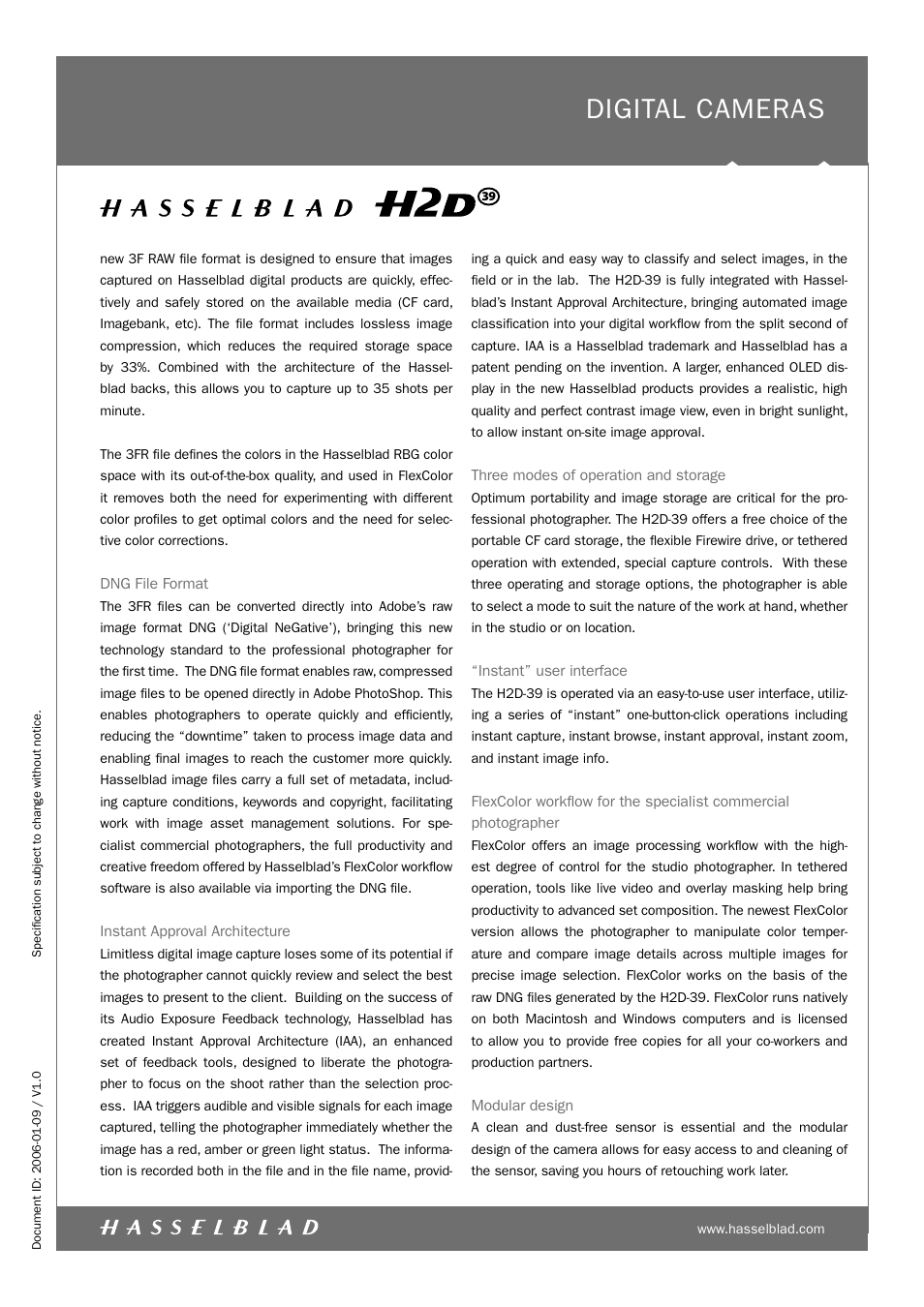 Digital cameras | Hasselblad H2D-39 User Manual | Page 2 / 4