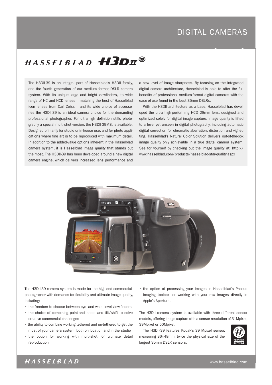 Hasselblad H3DII User Manual | 8 pages