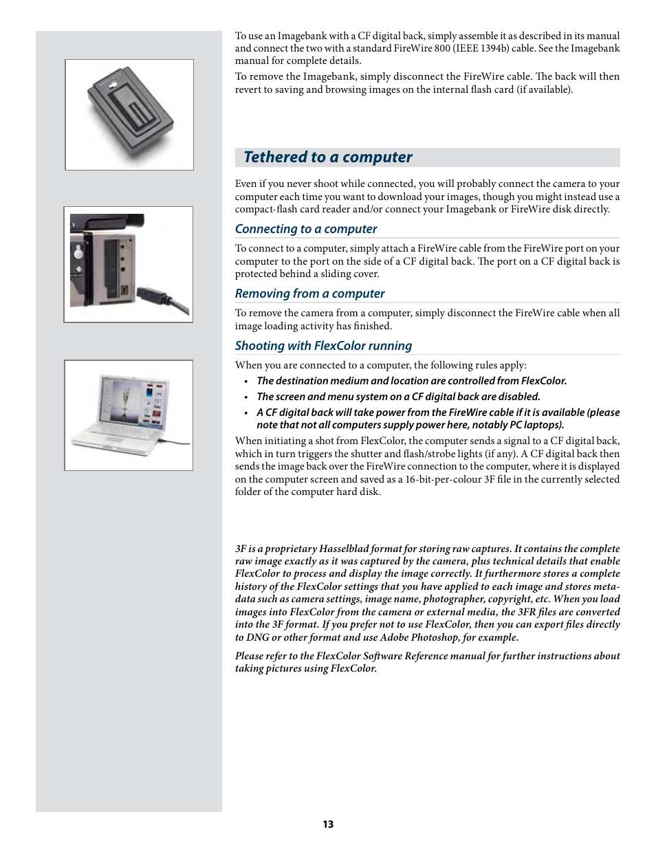 Tethered to a computer | Hasselblad CF22 CF39 User Manual | Page 13 / 65