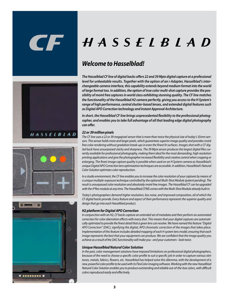 Welcome to hasselblad | Hasselblad CF22 CF39 User Manual | Page 3 / 65