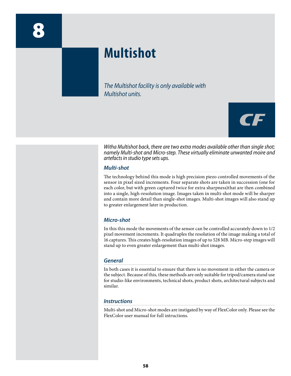 Multishot | Hasselblad CF22 CF39 User Manual | Page 58 / 65