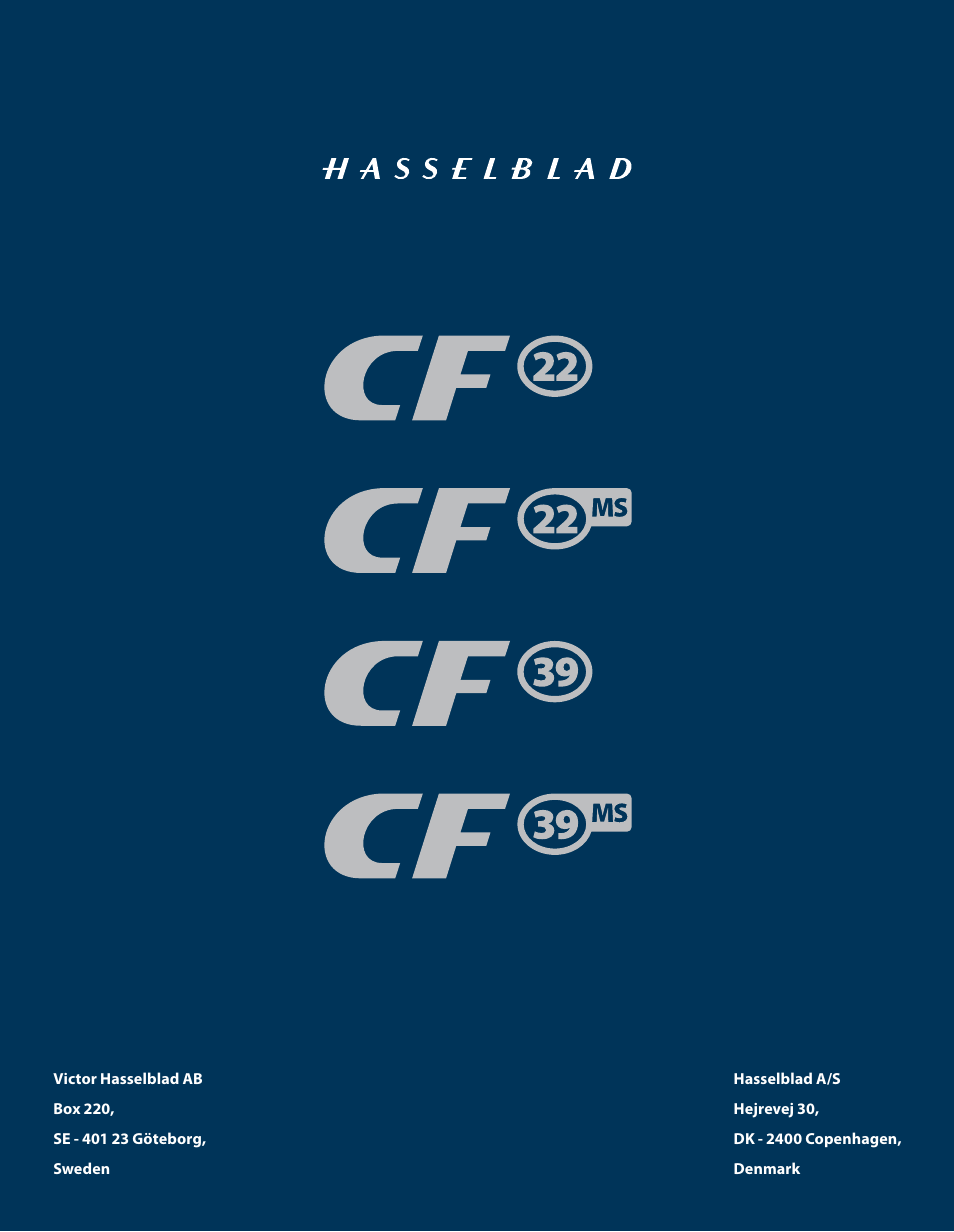 Hasselblad CF22 CF39 User Manual | Page 65 / 65