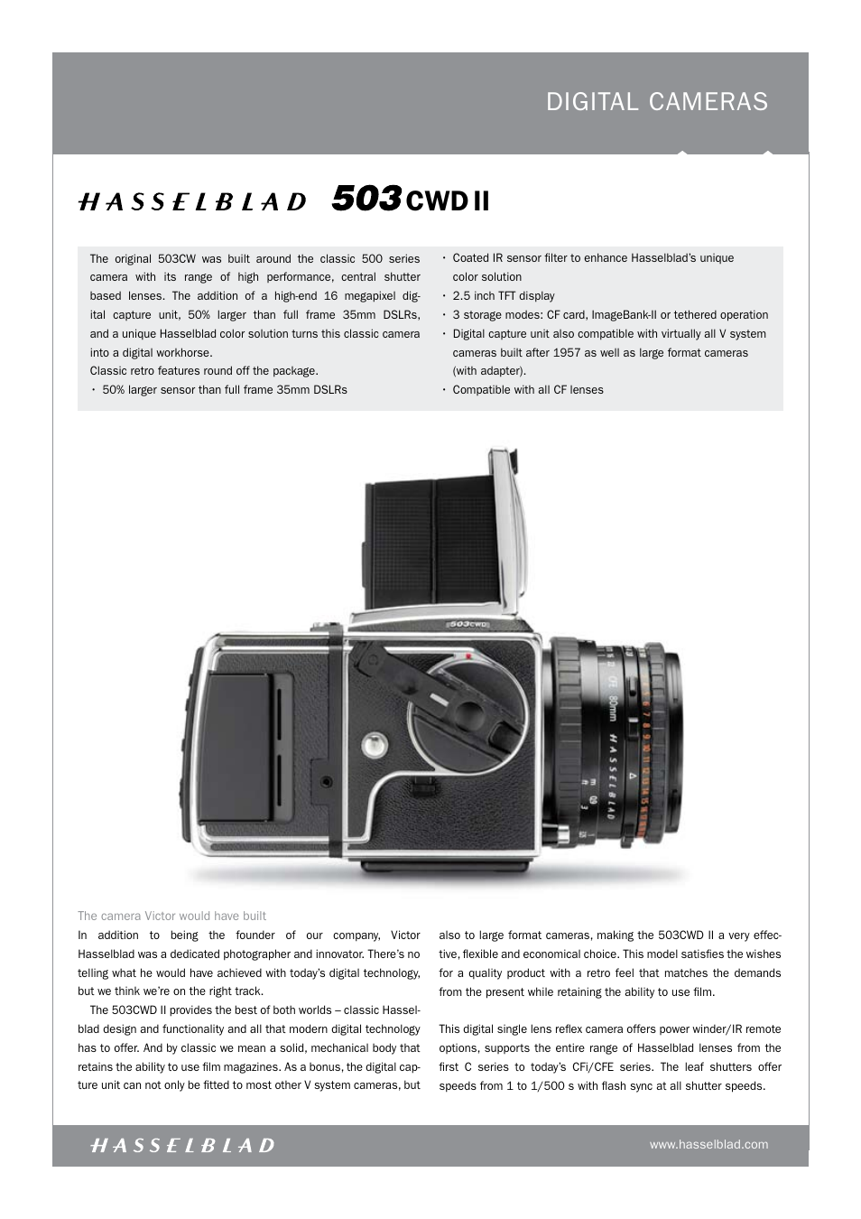 Hasselblad 503CWDII User Manual | 6 pages