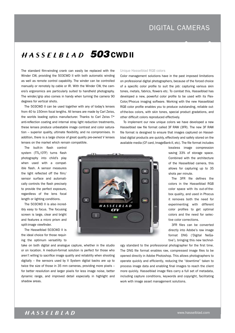 Cwd ii, Digital cameras | Hasselblad 503CWDII User Manual | Page 2 / 6