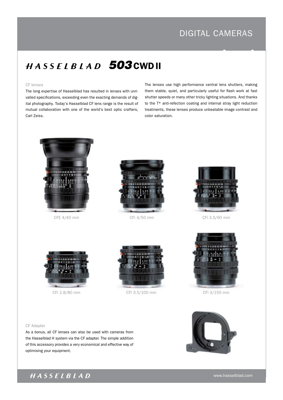 Cwd ii, Digital cameras | Hasselblad 503CWDII User Manual | Page 4 / 6