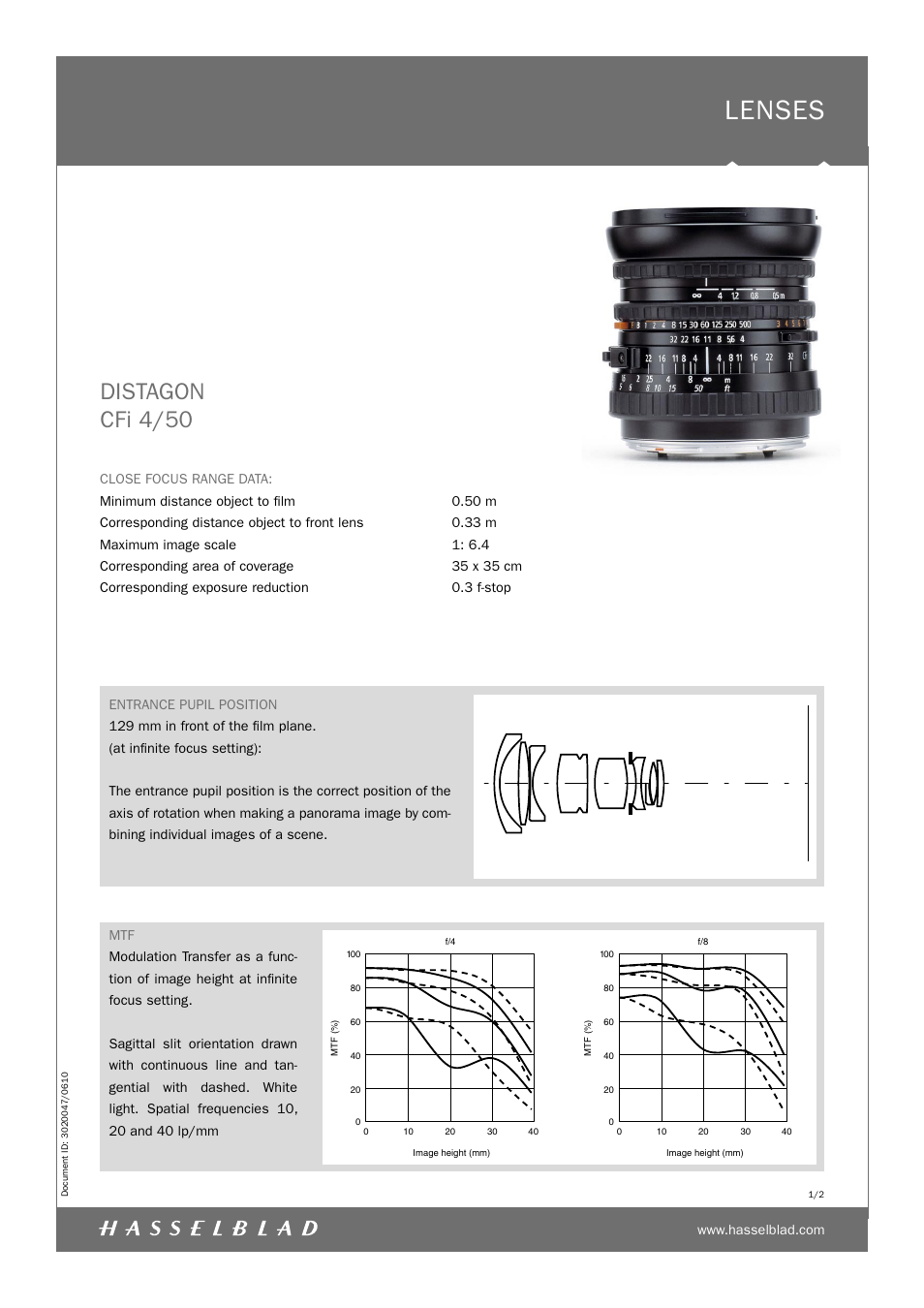 Hasselblad DISTAGON CFi 4/50 User Manual | 2 pages