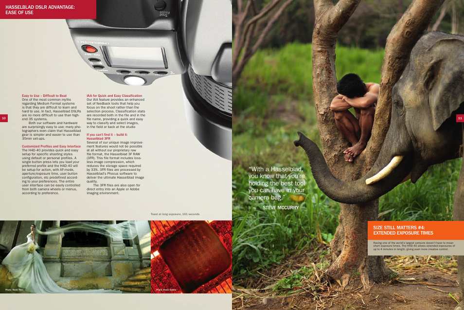 Hasselblad dslr advantage: ease of use, Steve mccurry, Size still matters #4: extended exposure times | Hasselblad H4D-40 User Manual | Page 6 / 12