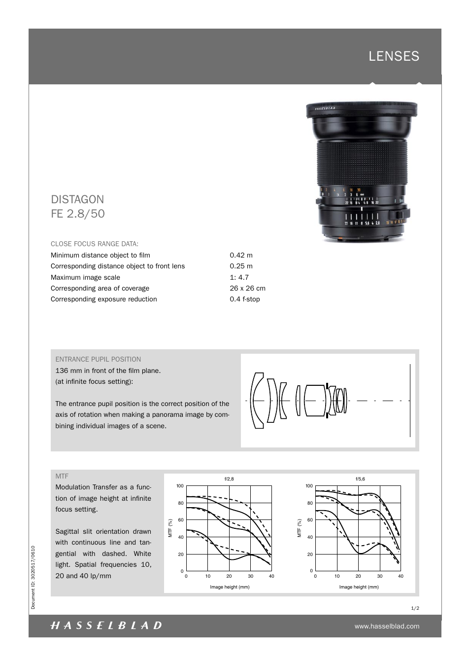 Hasselblad FE 2.8/50 User Manual | 2 pages