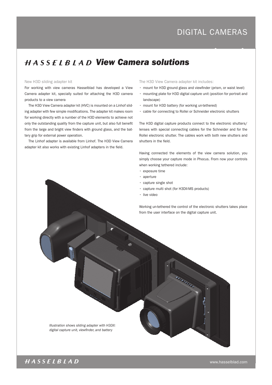 View camera solutions, Digital cameras | Hasselblad CF-MS User Manual | Page 2 / 6