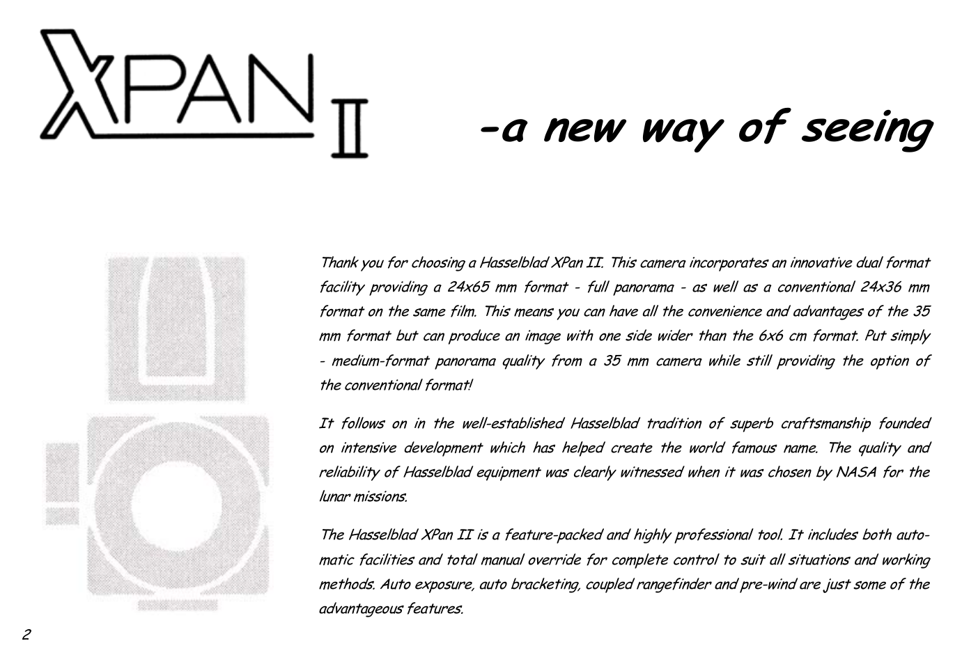 A new way of seeing | Hasselblad XPan II User Manual | Page 2 / 40
