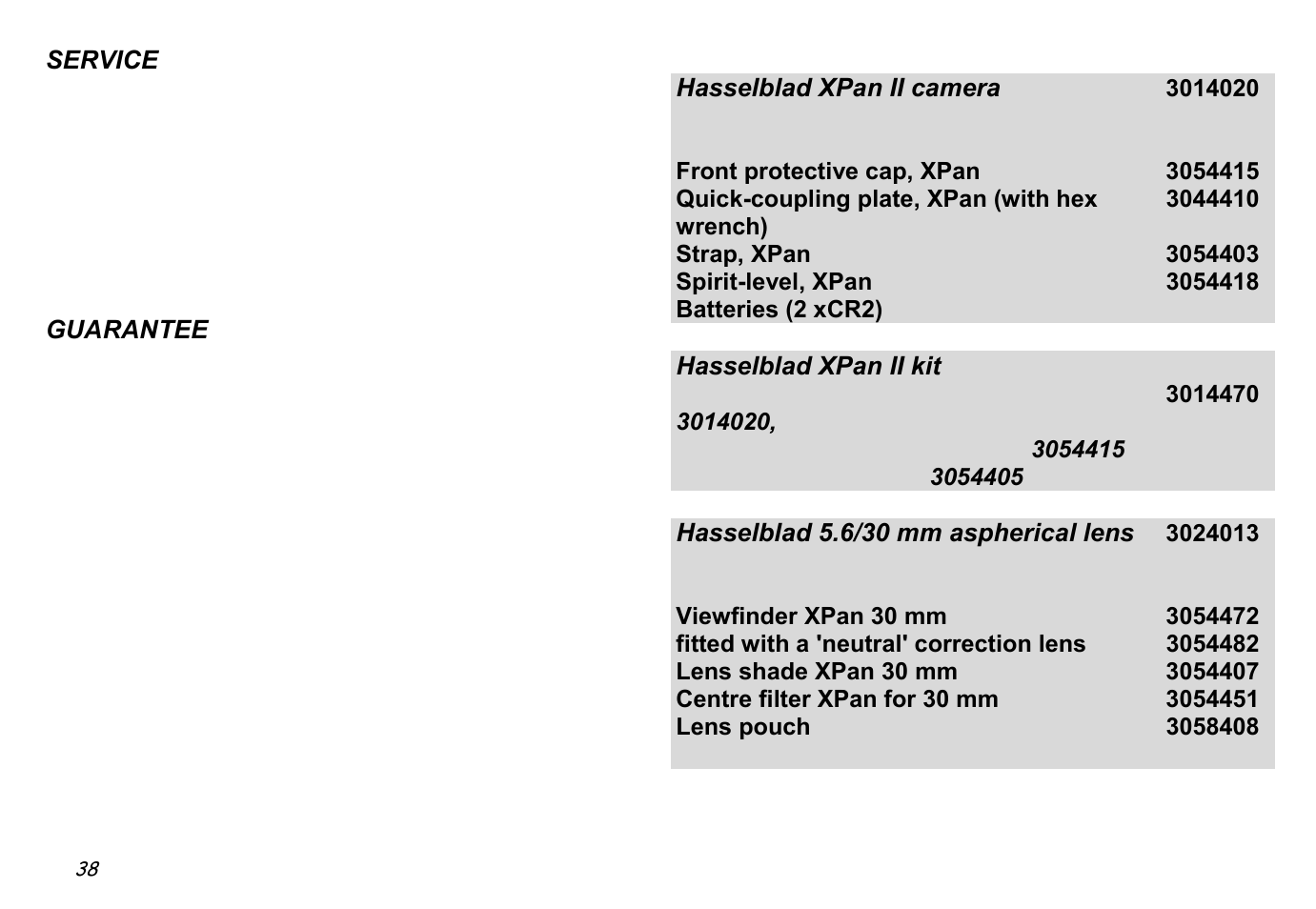 Hasselblad XPan II User Manual | Page 38 / 40