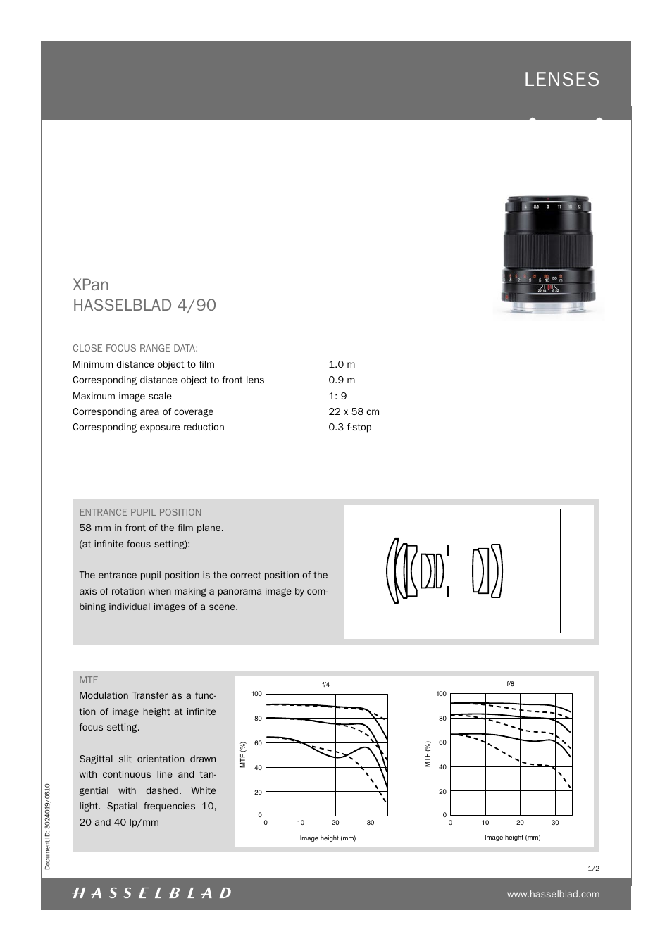 Hasselblad XPan 4/90 User Manual | 2 pages