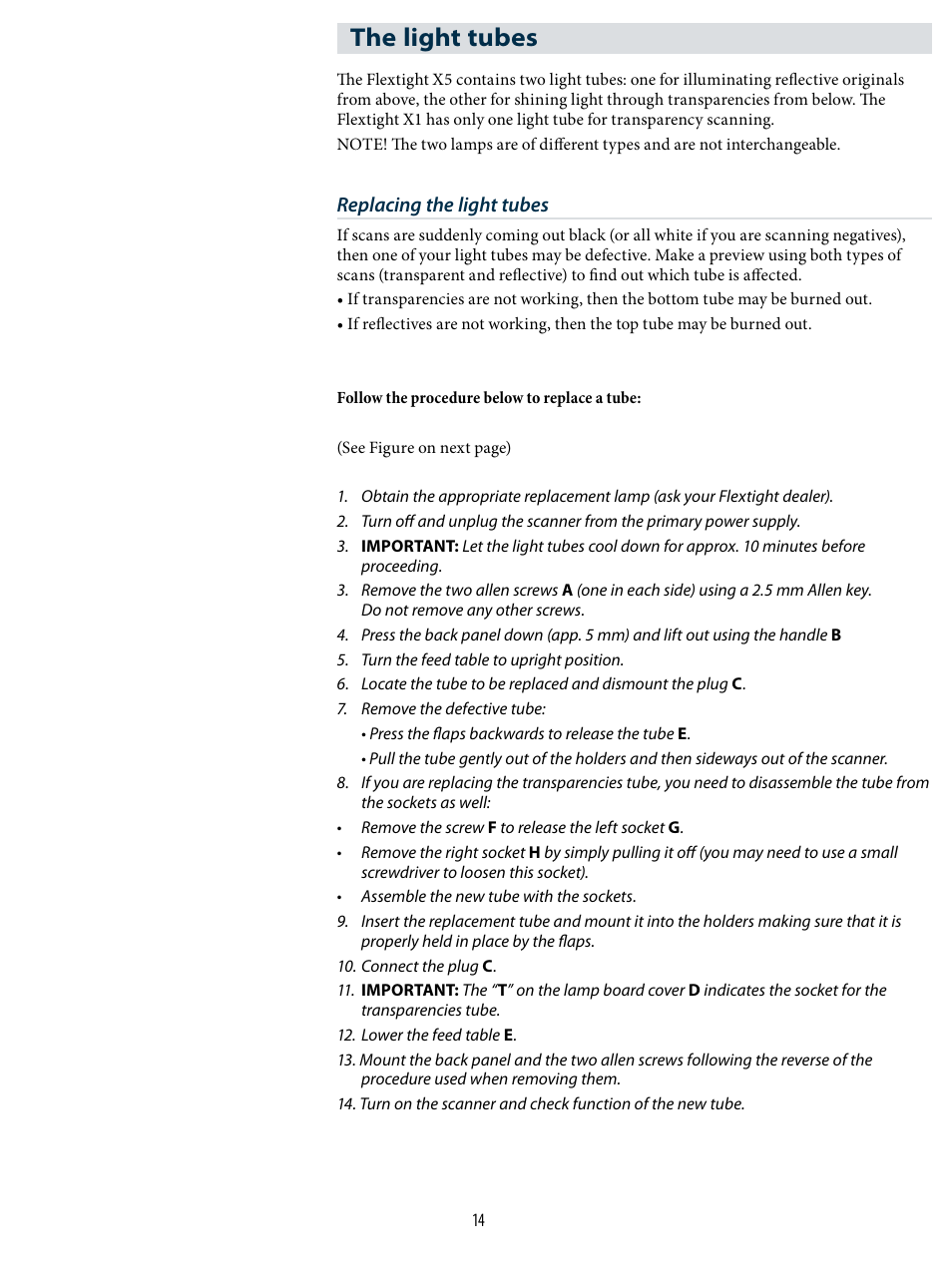 The light tubes | Hasselblad X1 User Manual | Page 14 / 20
