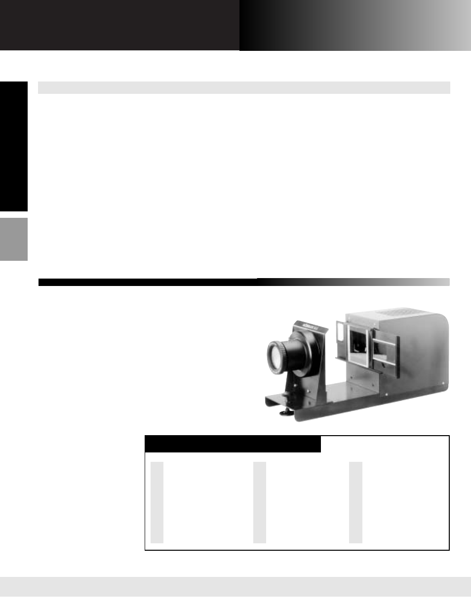 Projectors 504, 4x5 specifications | Hasselblad PCP 80 User Manual | Page 6 / 7