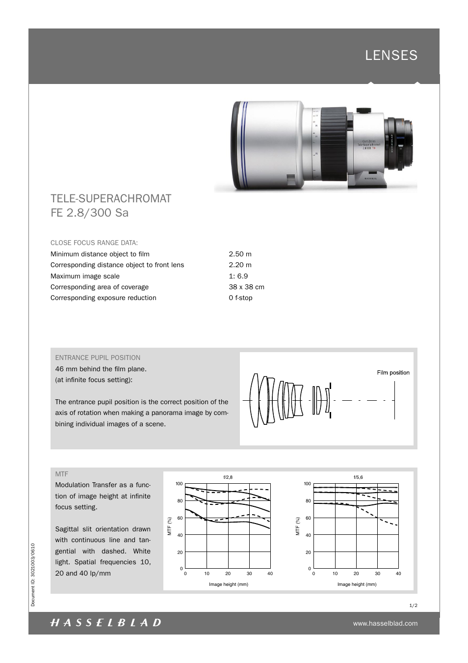 Hasselblad Tele-Superachromat FE 2.8/300 Sa User Manual | 4 pages