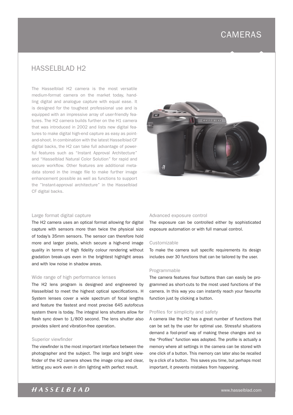 Hasselblad H2 User Manual | 4 pages