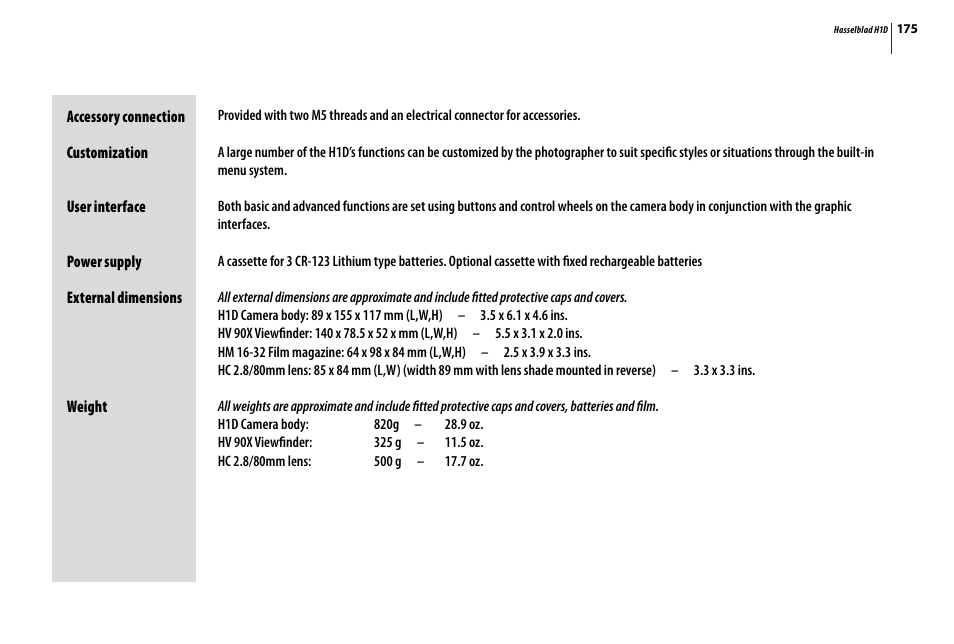 Hasselblad H1D User Manual | Page 175 / 184