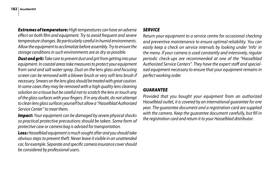 Hasselblad H1D User Manual | Page 182 / 184