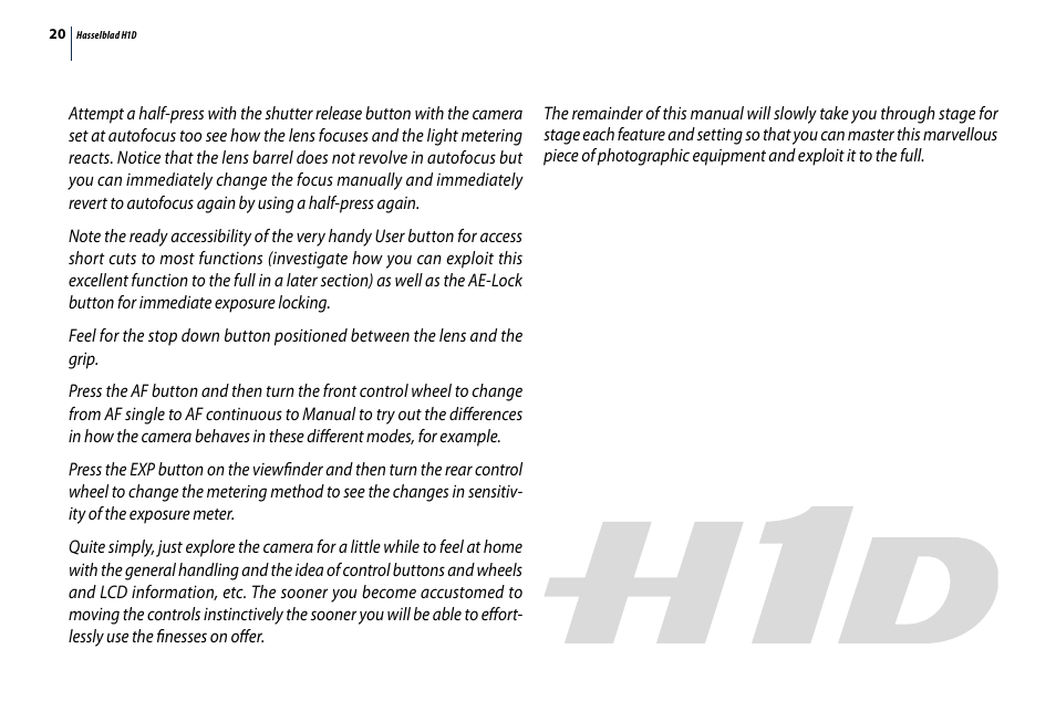 Hasselblad H1D User Manual | Page 20 / 184