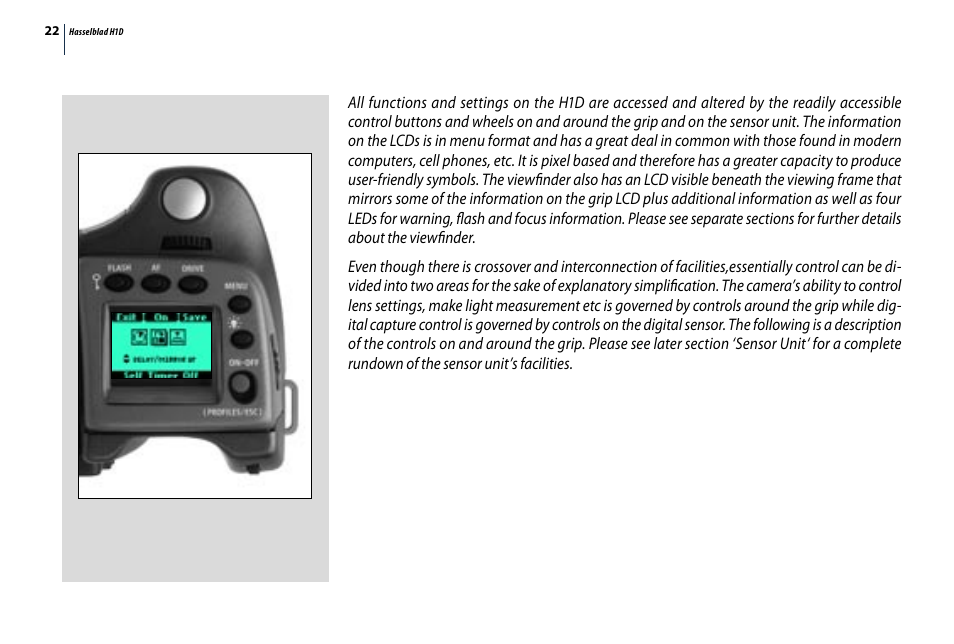 Hasselblad H1D User Manual | Page 22 / 184