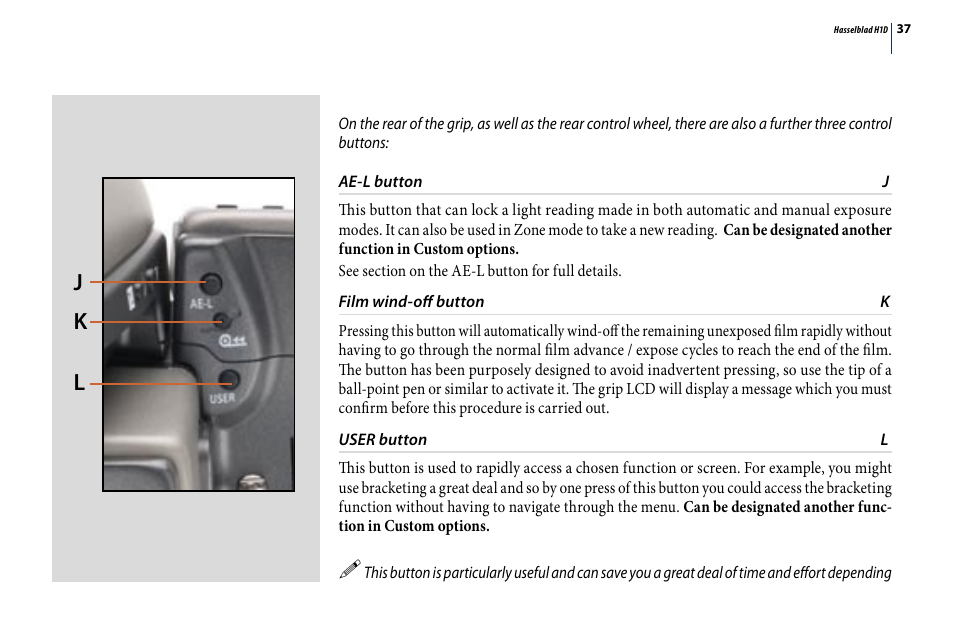 J k l | Hasselblad H1D User Manual | Page 37 / 184