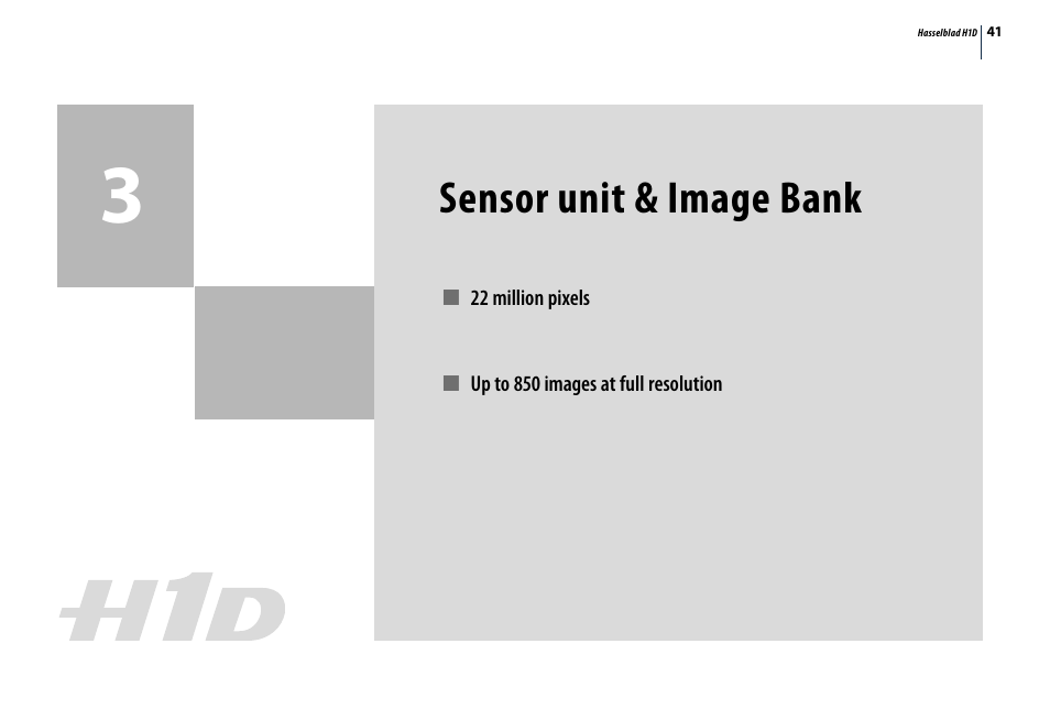 Sensor unit & image bank | Hasselblad H1D User Manual | Page 41 / 184