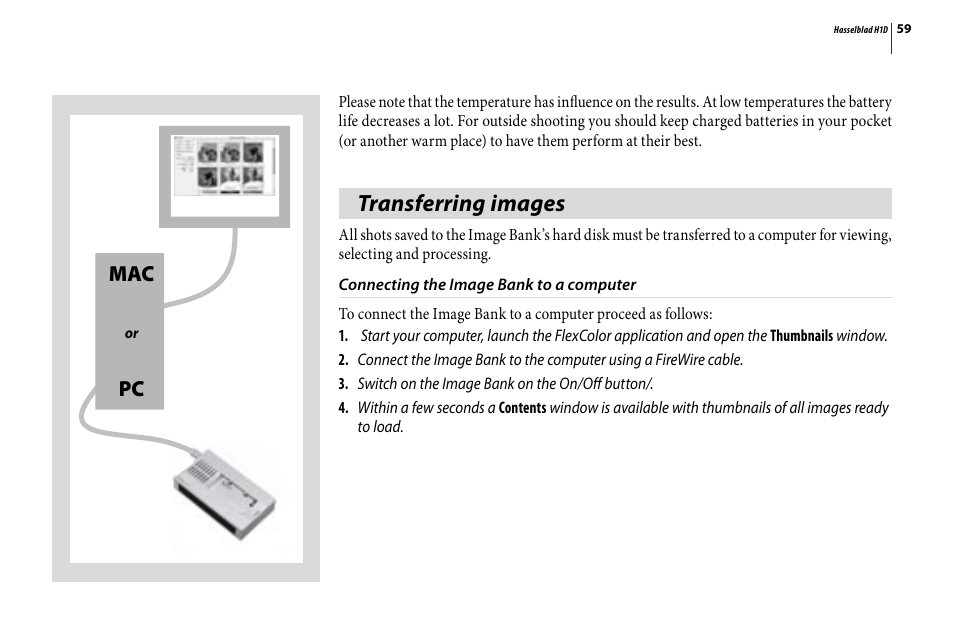 Transferring images | Hasselblad H1D User Manual | Page 59 / 184