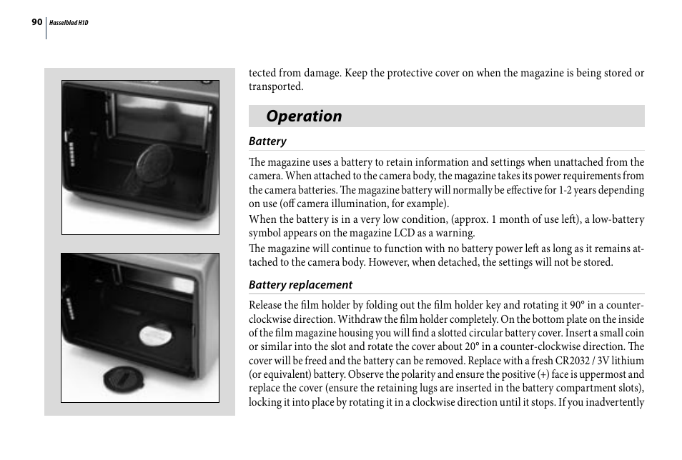 Operation | Hasselblad H1D User Manual | Page 90 / 184