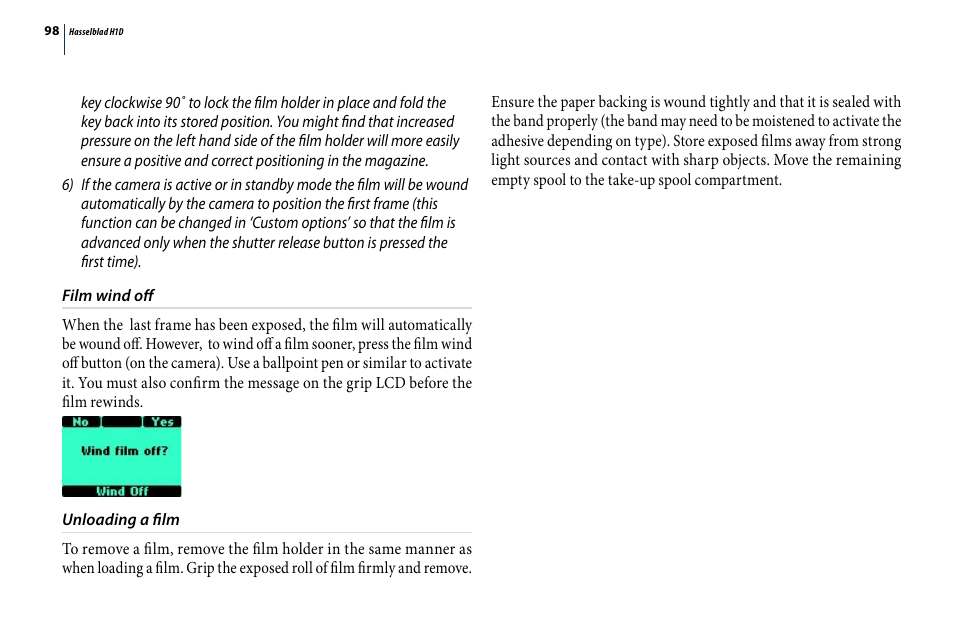 Hasselblad H1D User Manual | Page 98 / 184