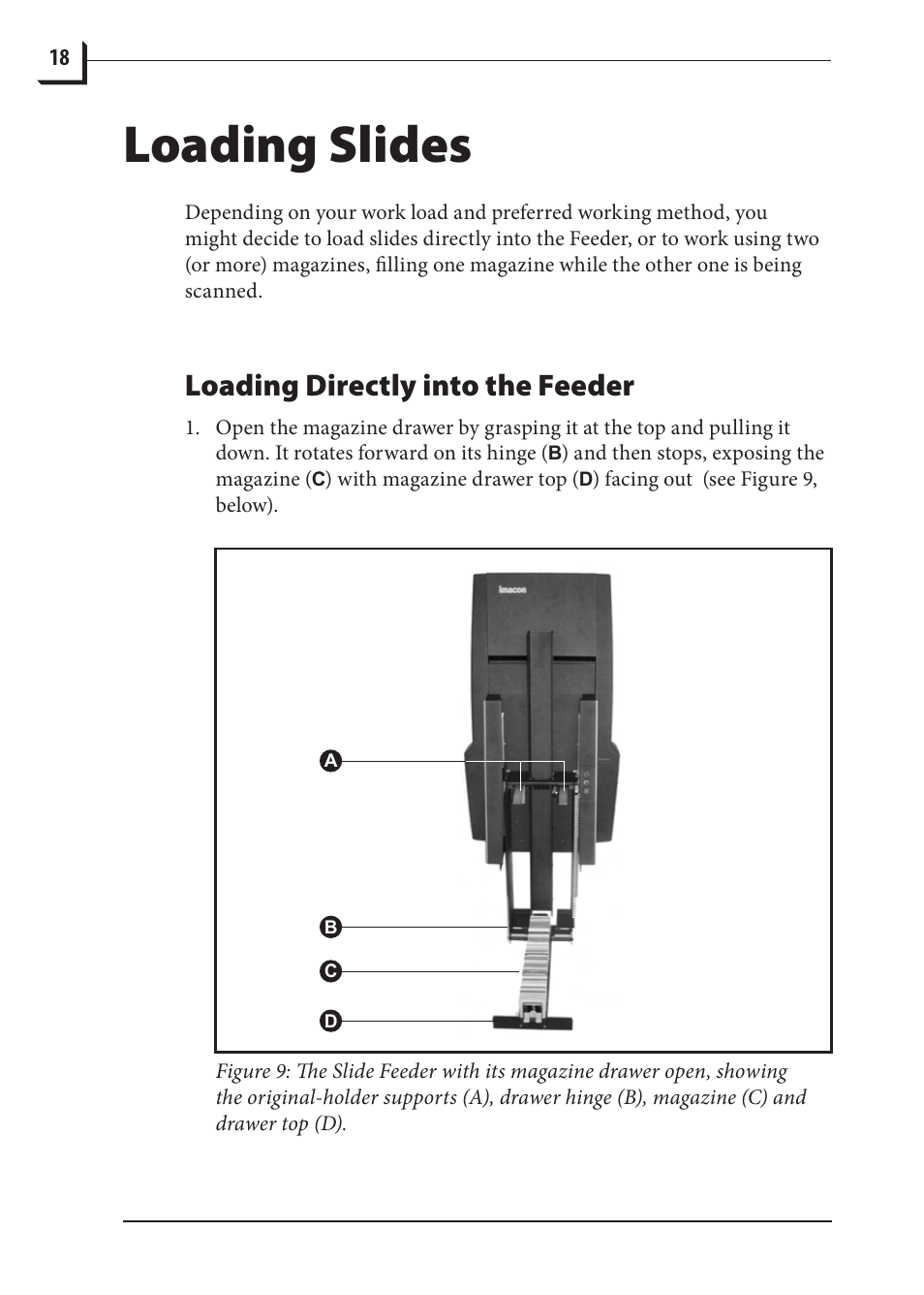 Loading slides, Loading directly into the feeder | Hasselblad 949 User Manual | Page 18 / 36