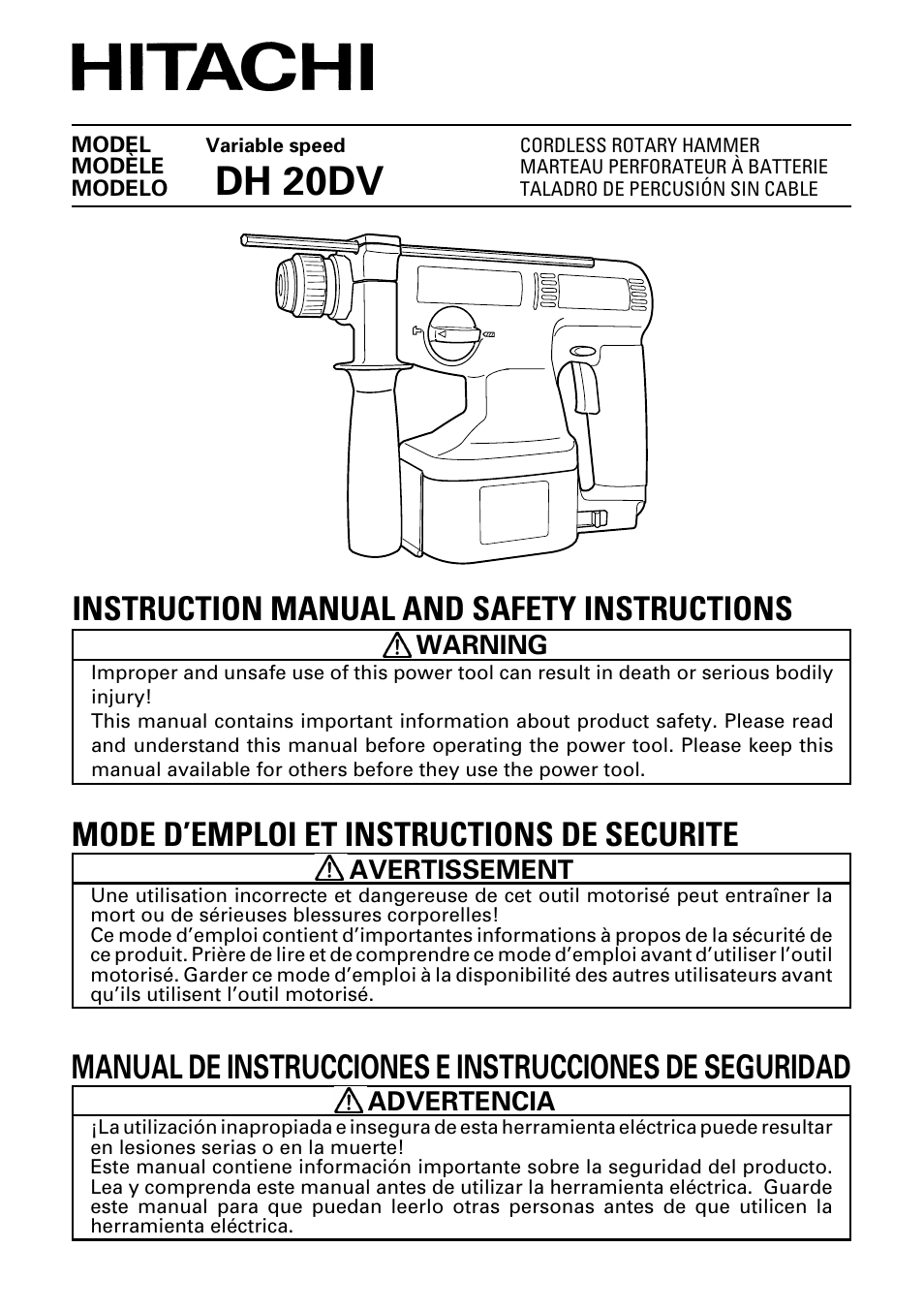 Hitachi Koki USA cordless hammer User Manual | 80 pages