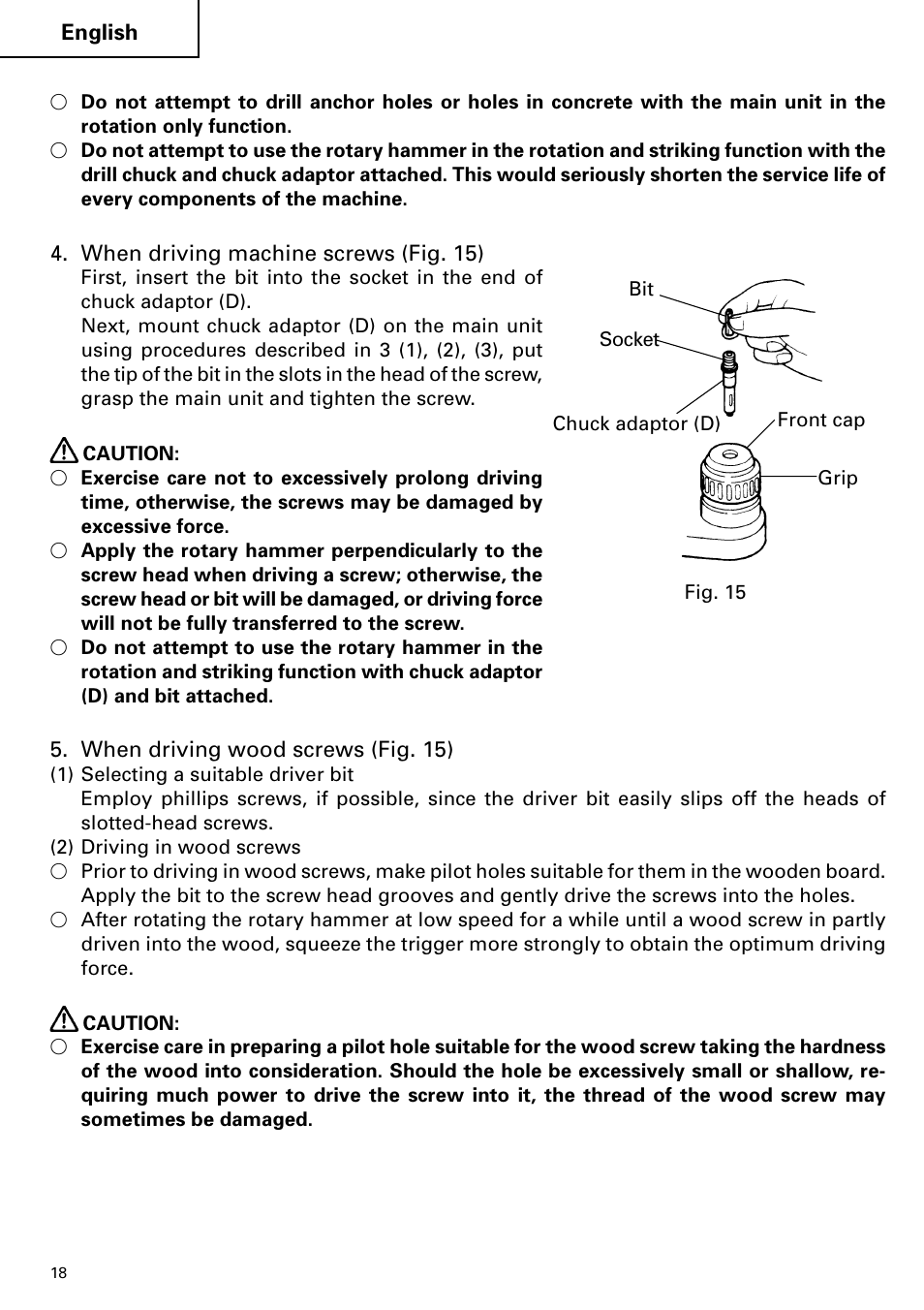 Hitachi Koki USA cordless hammer User Manual | Page 18 / 80