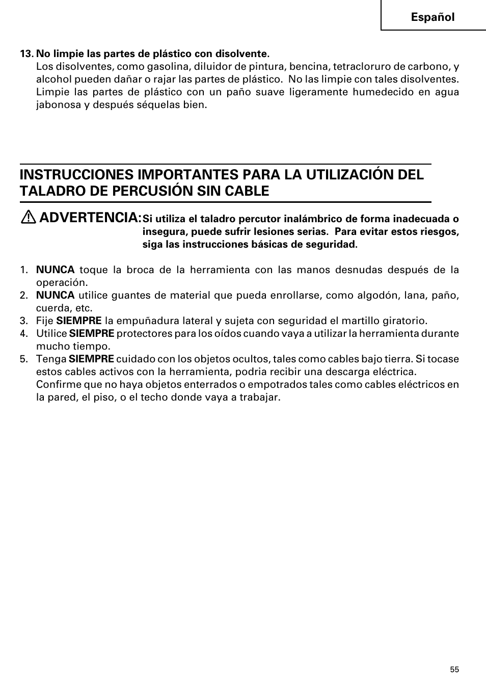 Hitachi Koki USA cordless hammer User Manual | Page 55 / 80