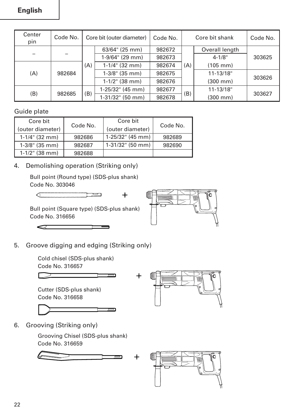 English | Hitachi Koki USA DH 24PE User Manual | Page 22 / 72