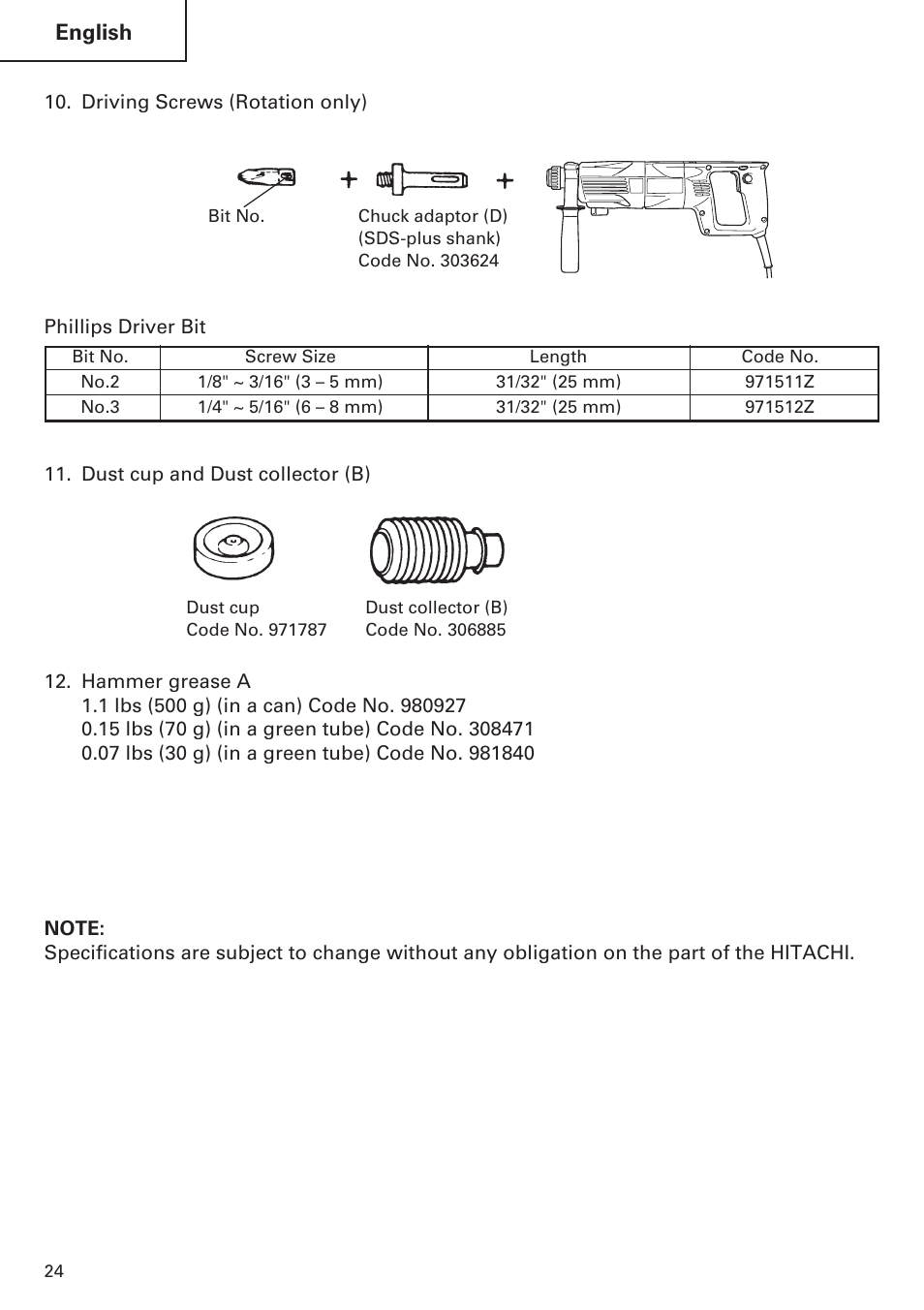 Hitachi Koki USA DH 24PE User Manual | Page 24 / 72