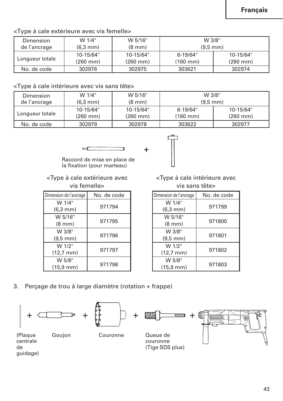 Français | Hitachi Koki USA DH 24PE User Manual | Page 43 / 72