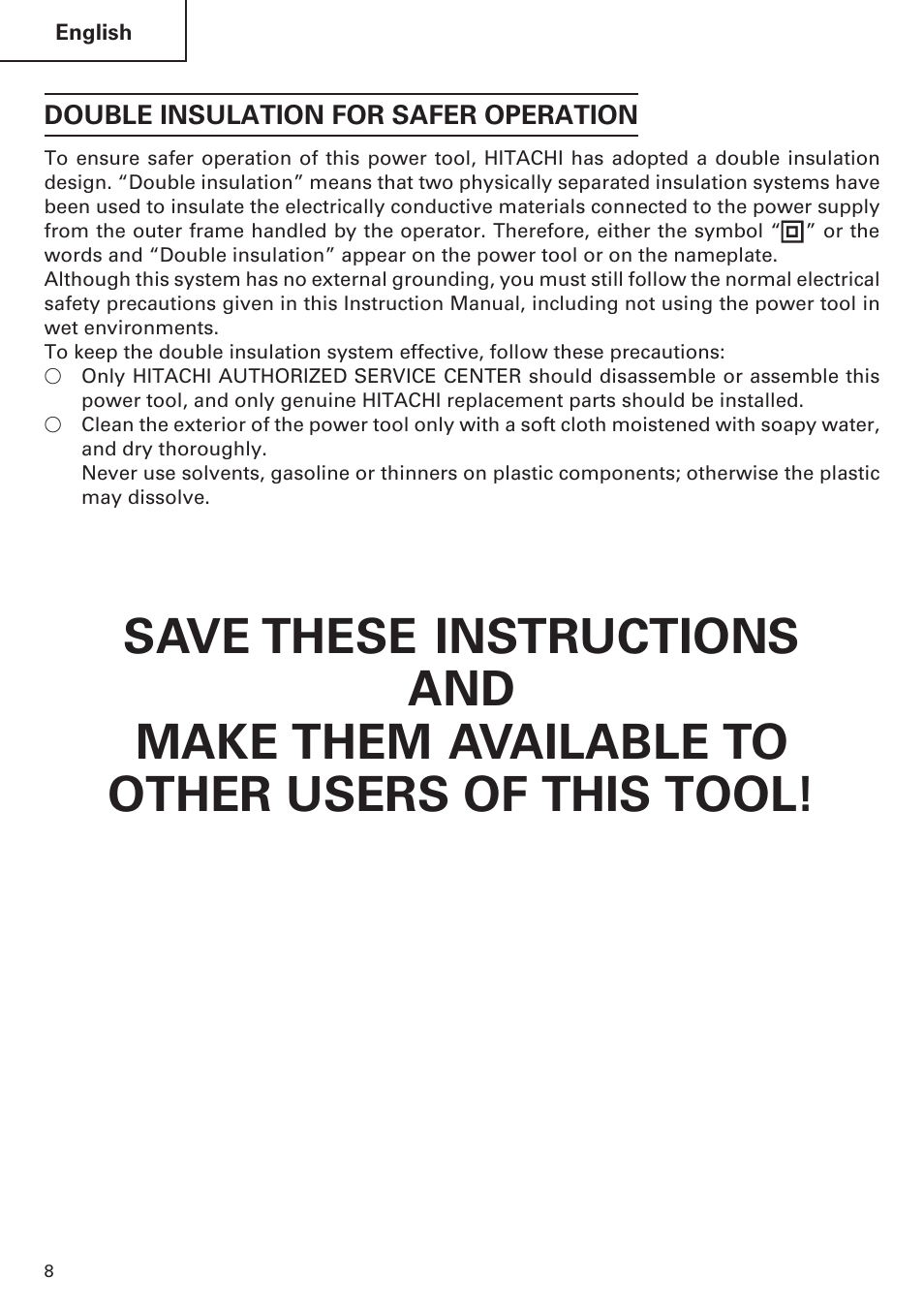 Hitachi Koki USA DH 24PE User Manual | Page 8 / 72