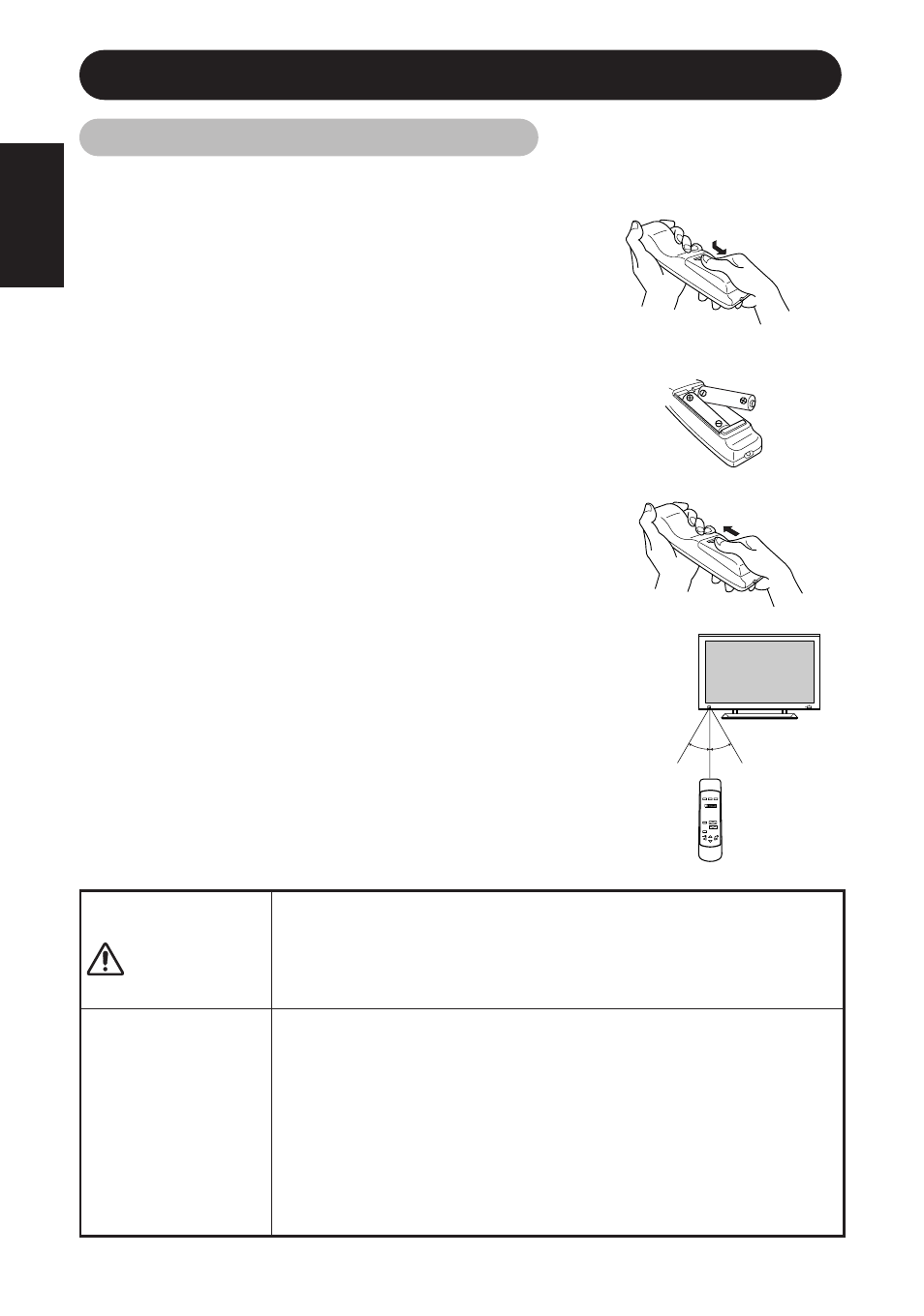Installation instructions (continued), Tips, Cautions | English, Loading batteries, Handling the remote controller | Hitachi Koki USA CMP4120HDUS User Manual | Page 17 / 38
