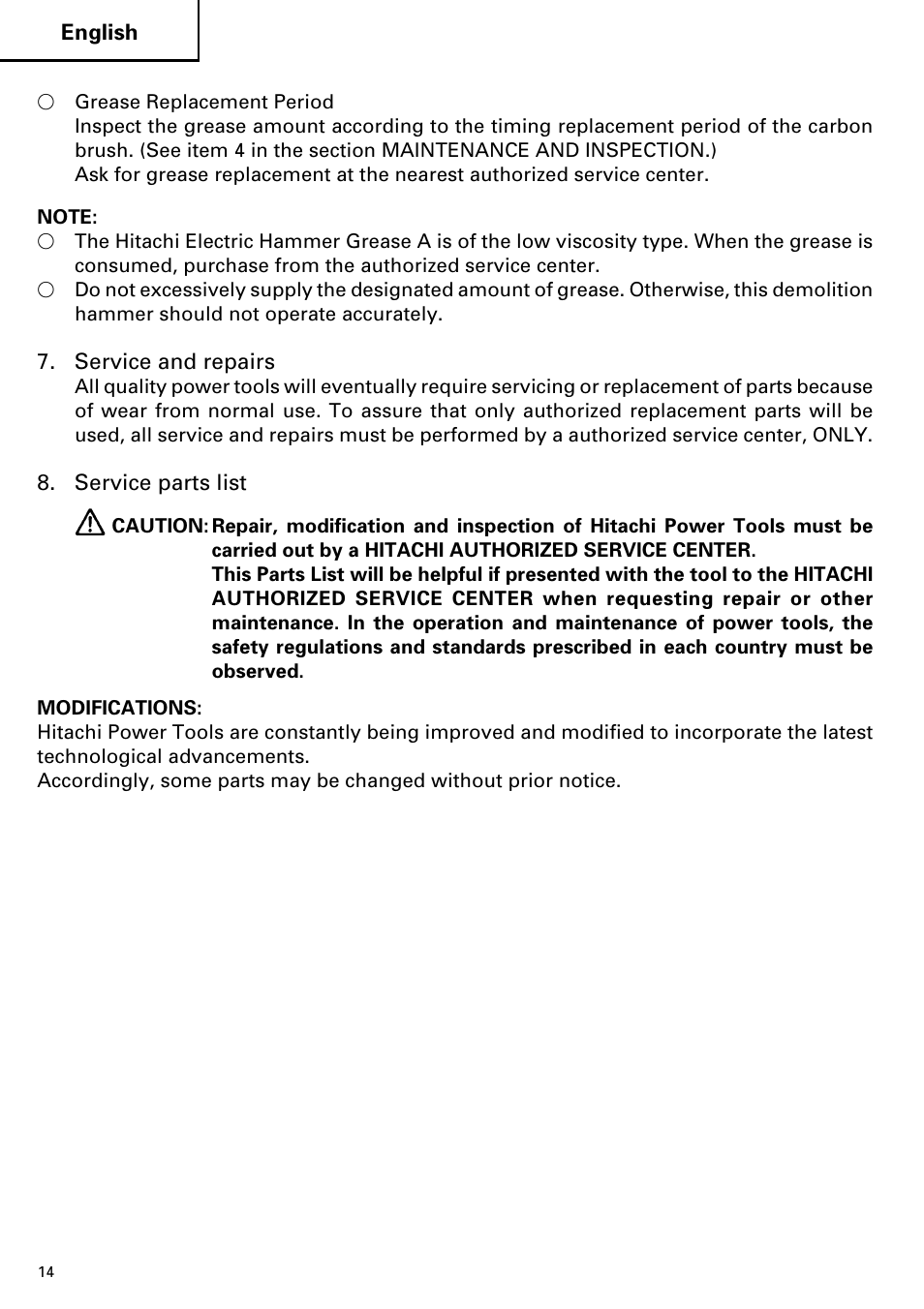 Hitachi Koki USA H 65SD2 User Manual | Page 14 / 48