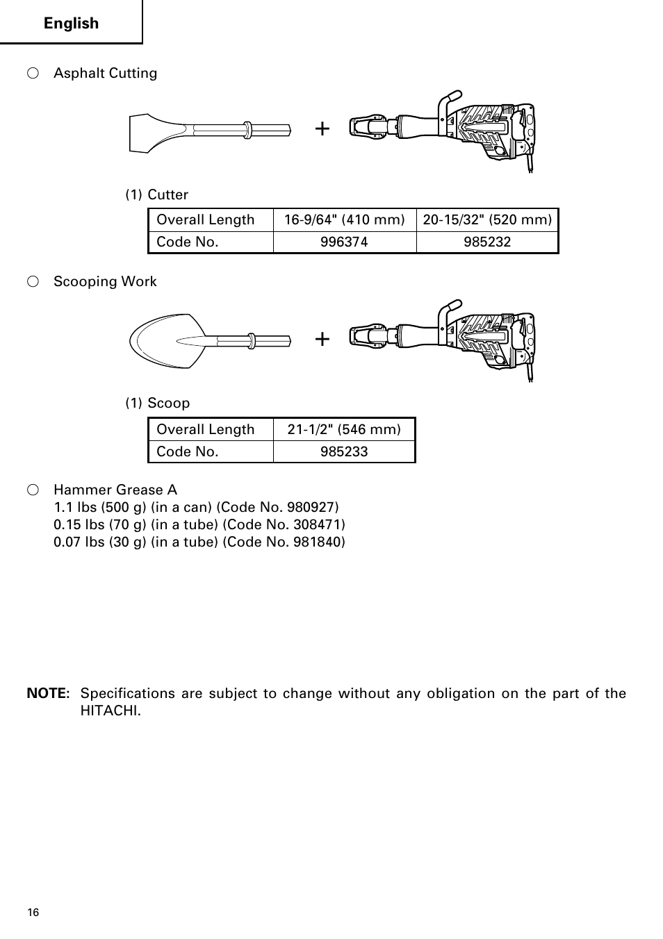 Hitachi Koki USA H 65SD2 User Manual | Page 16 / 48