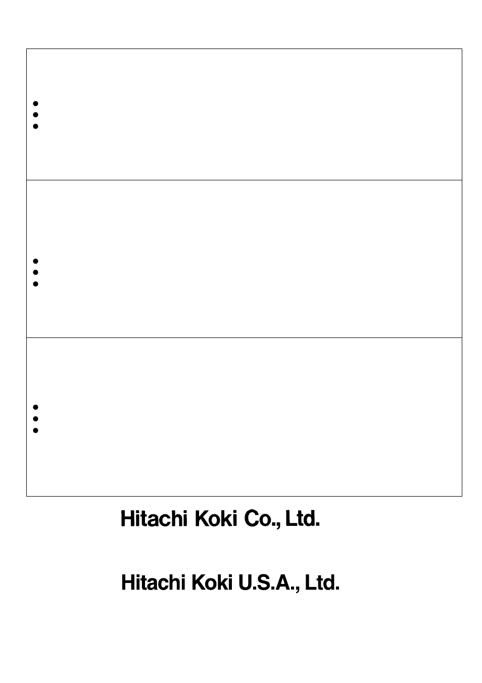 Itachi koki canada co, Warning, Avertissement | Advertencia | Hitachi Koki USA D10YB User Manual | Page 44 / 44