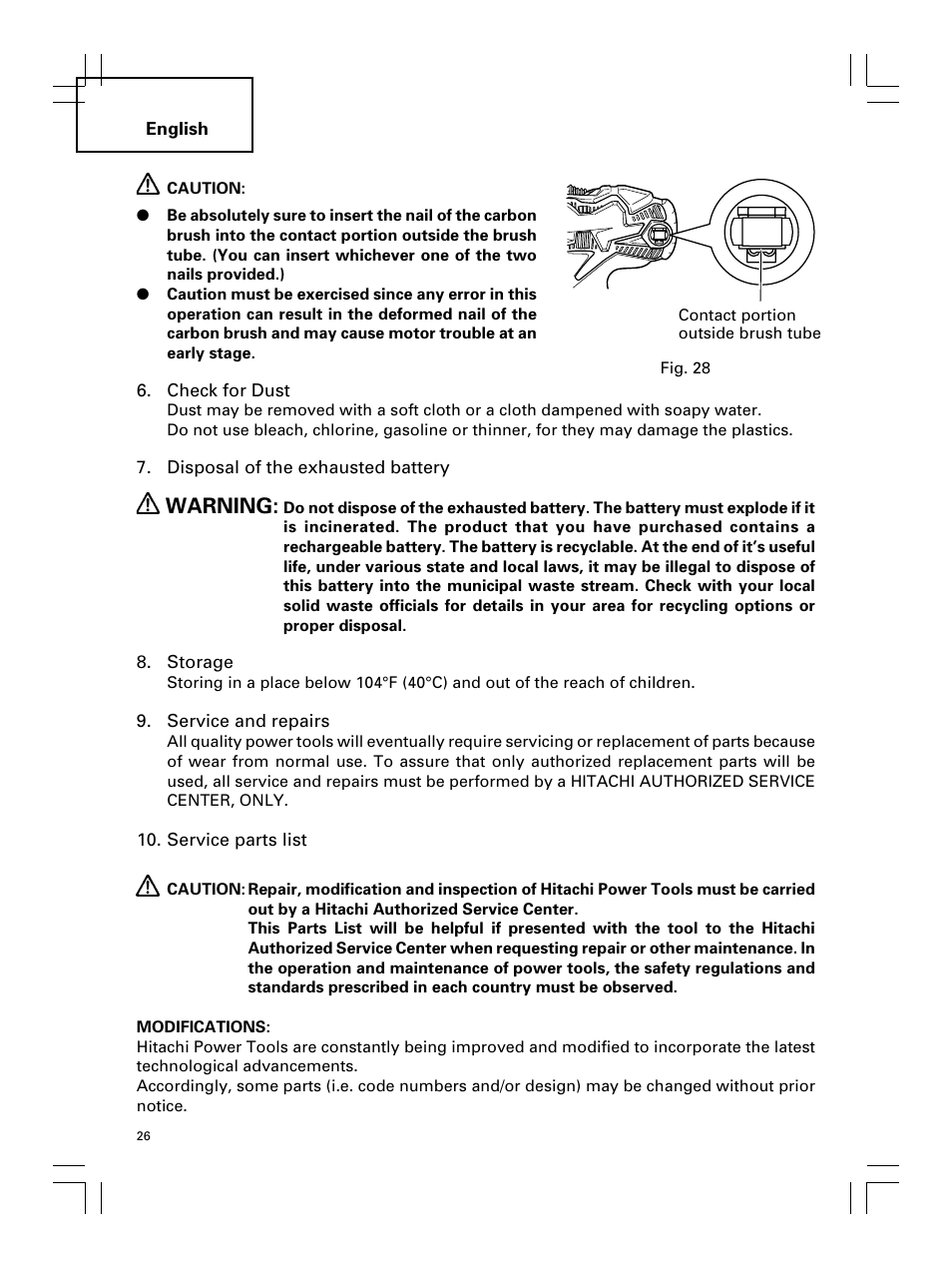 Warning | Hitachi Koki USA DS 18DL User Manual | Page 26 / 88