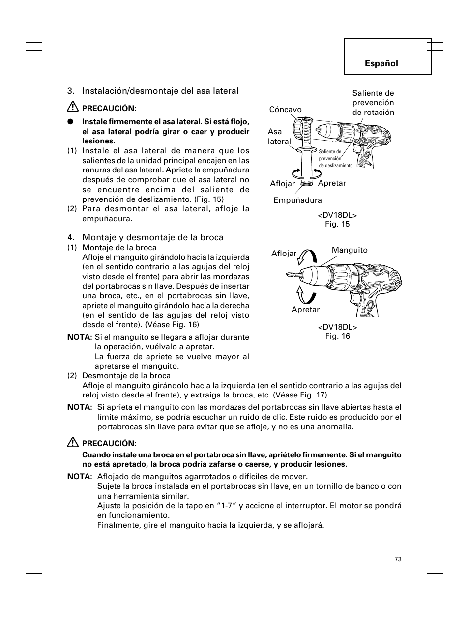 Hitachi Koki USA DS 18DL User Manual | Page 73 / 88